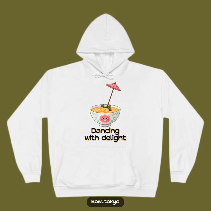 Cozy Funny Playful Ramen Bowl Umbrella Hoodie, Twirling Noodle Gift for Warmth and Laughter