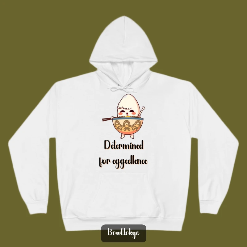 Funny Determined Ramen Bowl Hoodie: Egg Balancing Comfort Gift