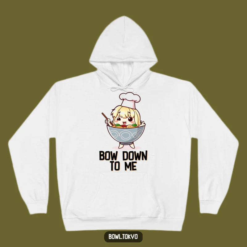 Funny Chef Ramen Hoodie - Dramatic Noodle Bowl Character Sweatshirt