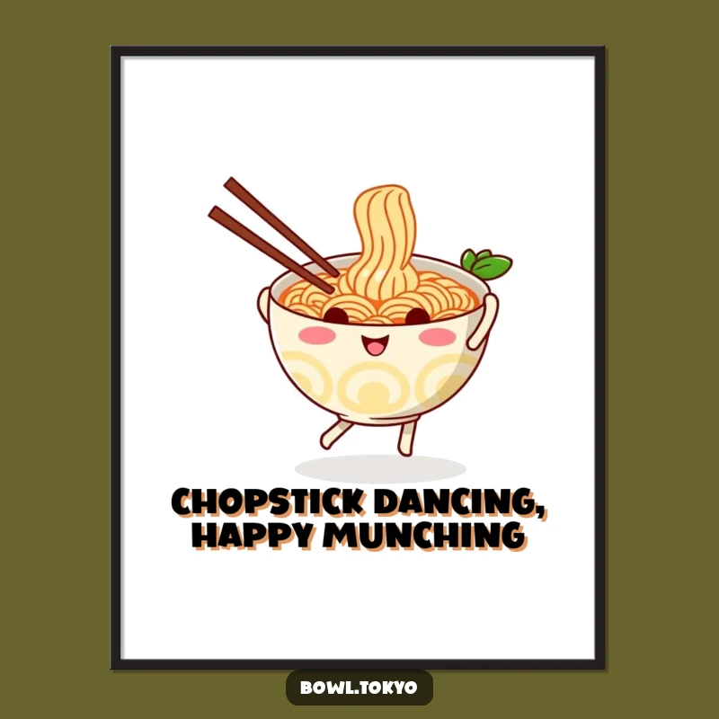 Playful Free Printable Ramen Wall Art: Dancing Noodle Bowl, Quirky Downloadable Decor