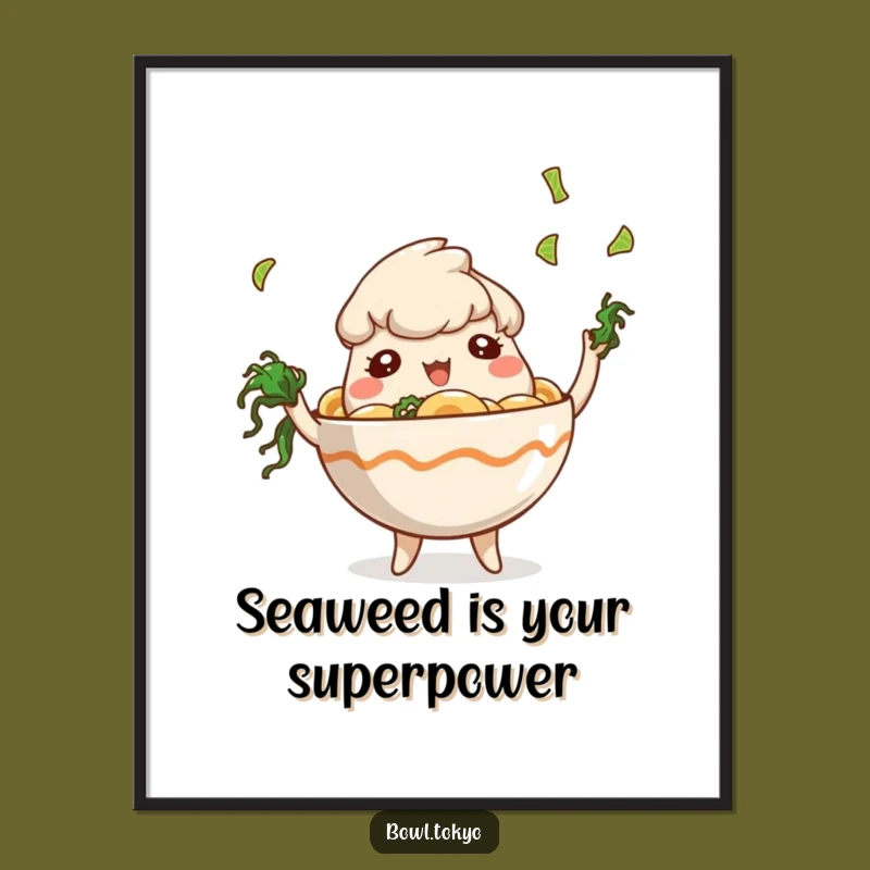 Free Printable Ramen Wall Art: Playful Juggling Seaweed for a Whimsical Decor Piece