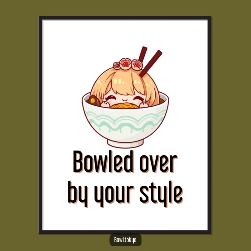 Free Printable Wall Art: Polite Ramen Bow Hairpiece, Funny Downloadable Art Gift