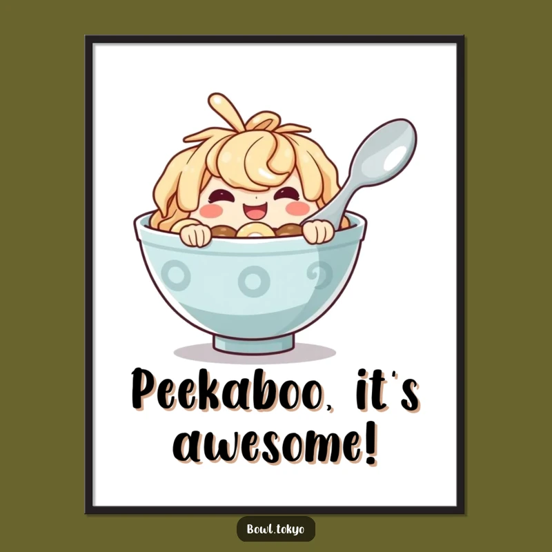 Funny Free Printable Ramen Wall Art: Cheeky Spoon Peeker Humorous Downloadable Art