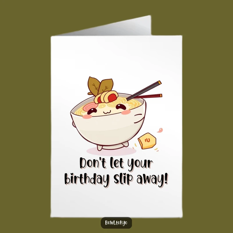 Free Printable Birthday Card: Funny Kawaii Ramen Chases Birthday Fun!