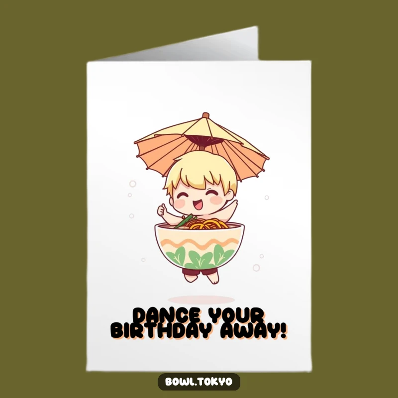 Free Printable Ramen Birthday Card: Dancing Noodle Bliss! Humorous Downloadable Gift