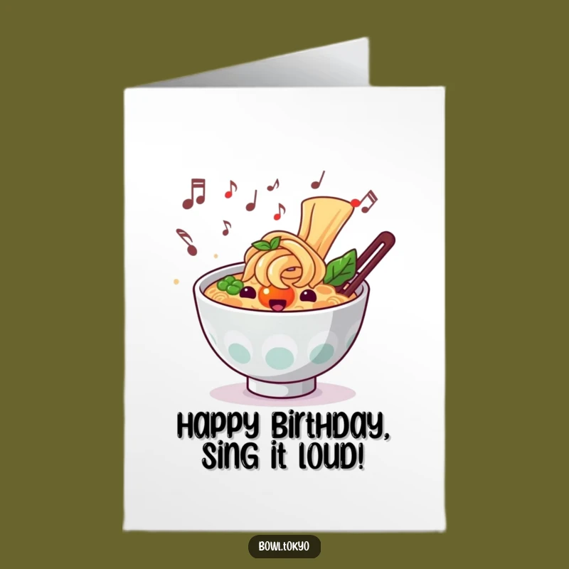 Free Printable Birthday Card: Musical Ramen Funny Downloadable Gift for Celebrations