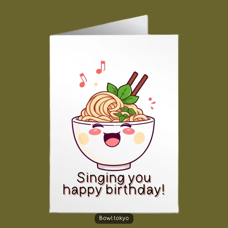 Singing Free Printable Ramen Birthday Card: Happy Noodle Bowl, Musical Downloadable Gift