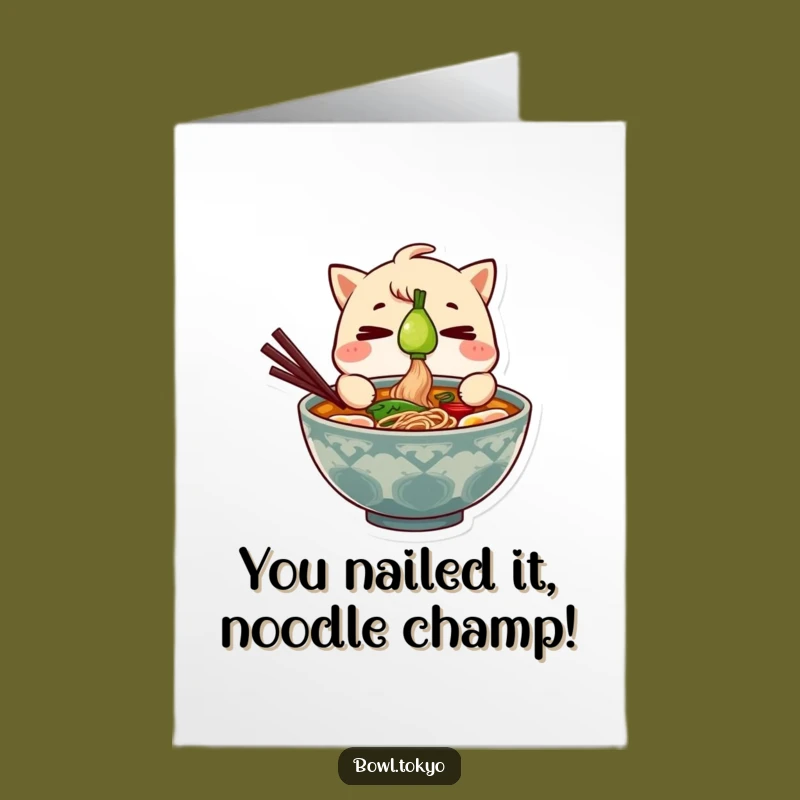 Free Printable Ramen Congrats Card: Focused Noodle Bowl Winner Funny Downloadable Gift