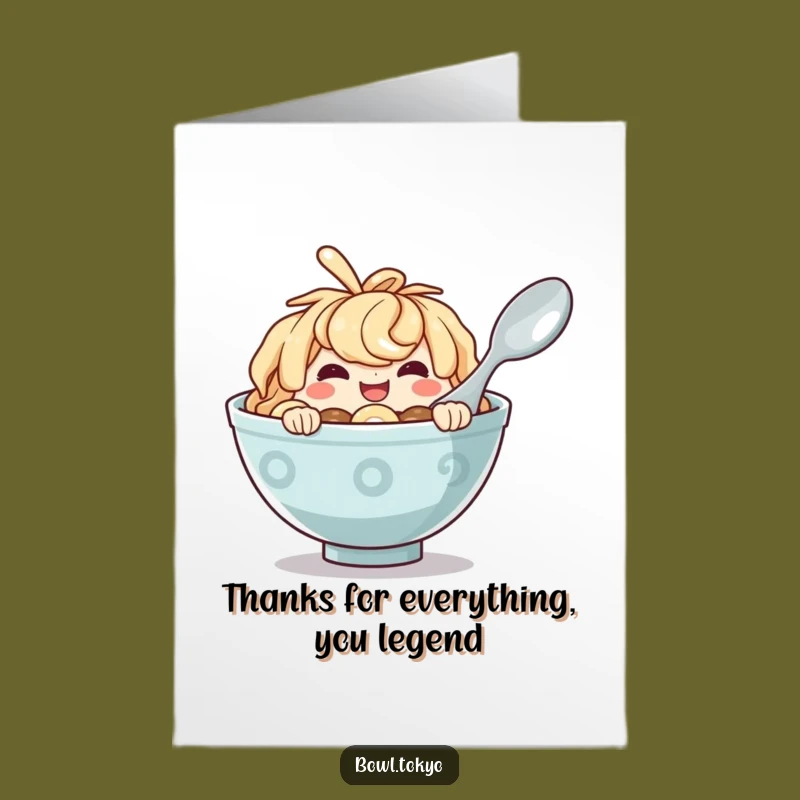 Free Printable Ramen Thank You Card: Cheeky Noodle Guy Gratitude Funny Downloadable Gift