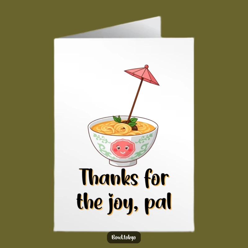 Free Printable Thank You Card: Playful Ramen Umbrella Twirl Gratitude Gift