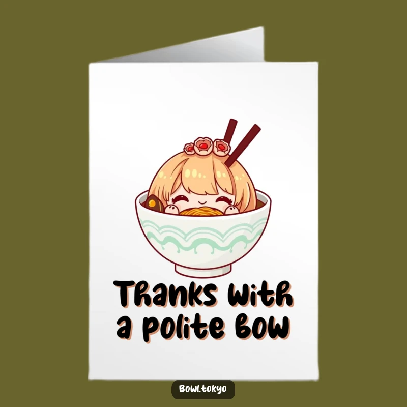 Free Printable Thank You Card: Polite Ramen Bow Gratitude Hairpiece Gift
