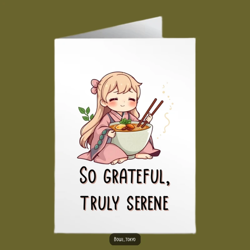 Free Printable Thank You Card: Serene Ramen Kimono Gratitude Downloadable Gift