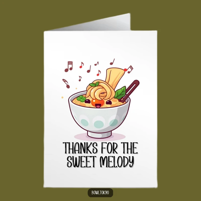 Free Printable Thank You Card: Musical Ramen Funny Downloadable Gift for Gratitude