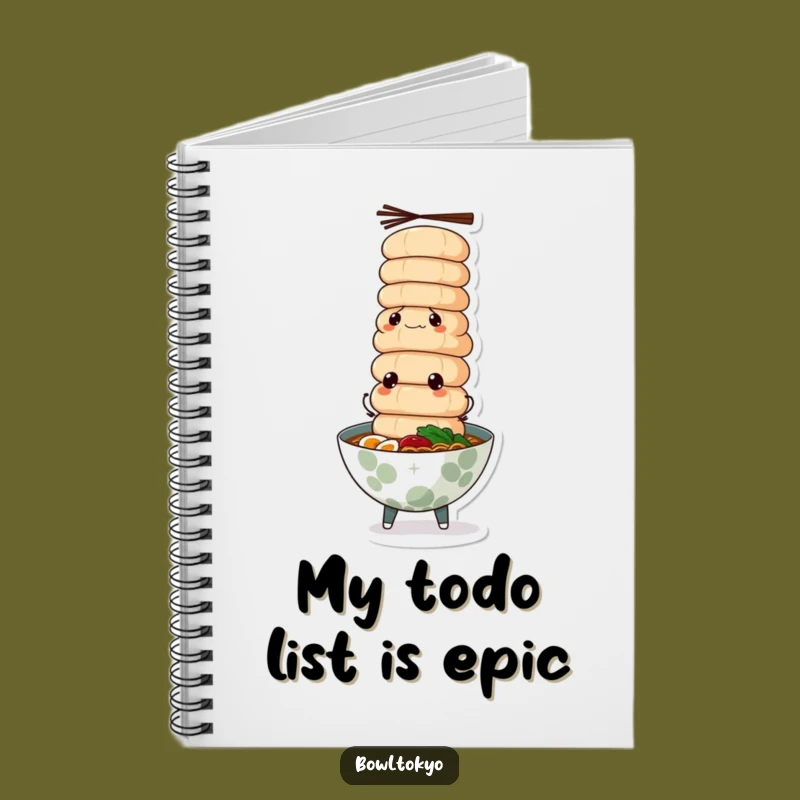 Funny Determined Ramen Notebook - Plan Your Feats with Fish Cake Focus