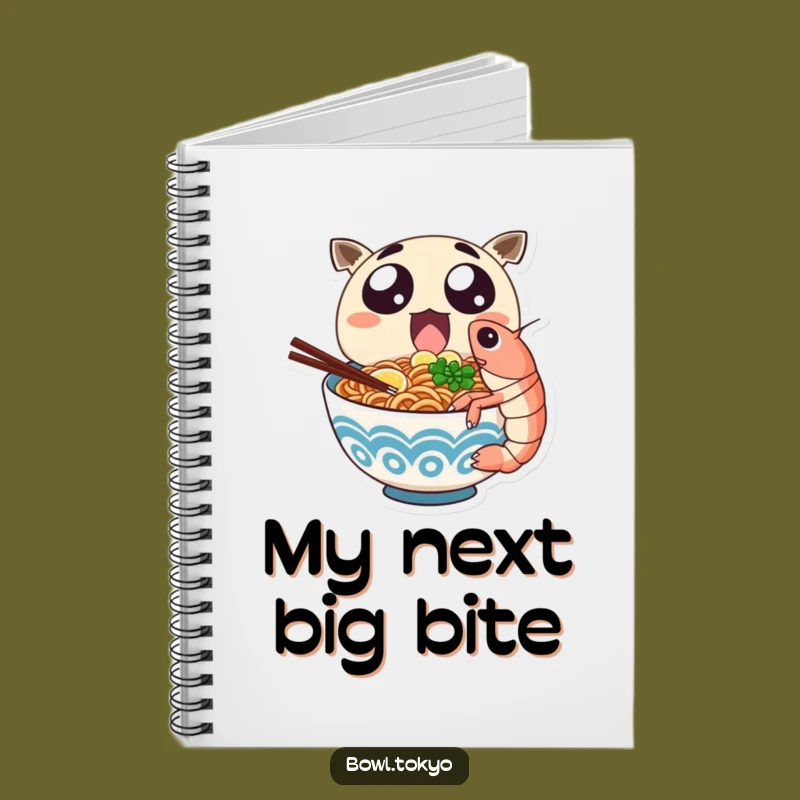 Funny Ramen Shrimp Notebook: Noodle Character Eating Giant Shrimp Journal Gift