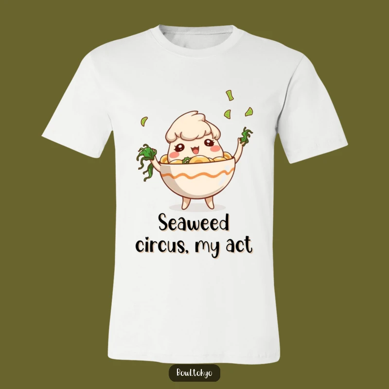 Funny Juggling Ramen Bowl T-Shirt: Playful Seaweed Character Tee