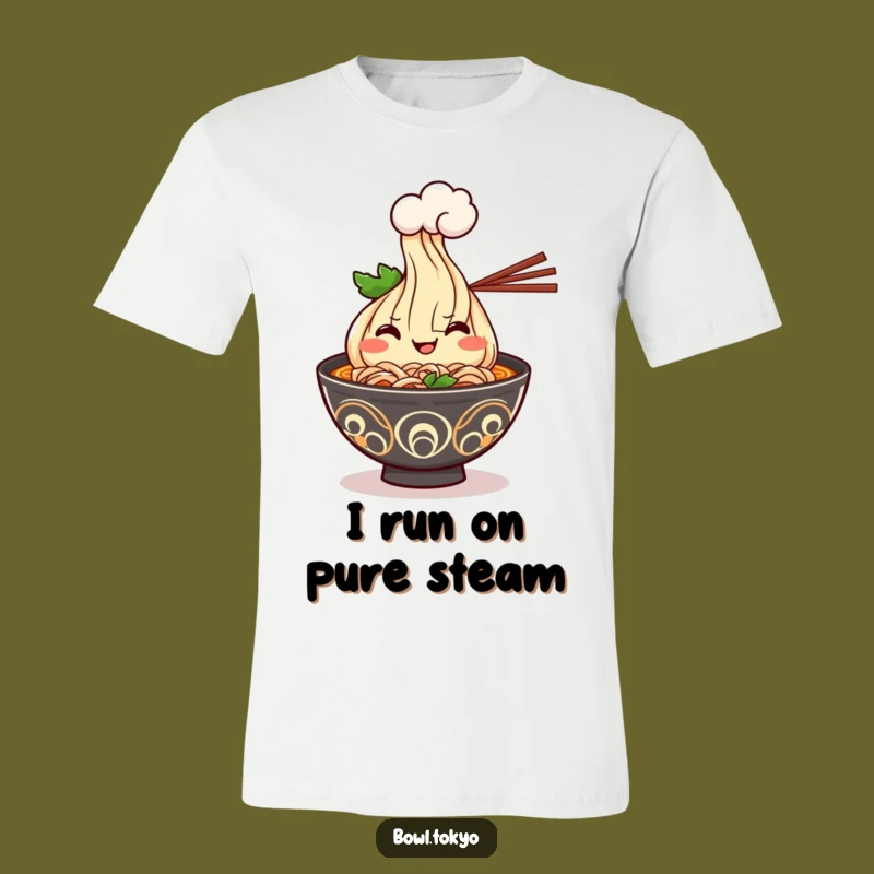 Funny Kawaii Ramen T-Shirt - Cheerful Grin, Steamy Cloud Graphic Tee
