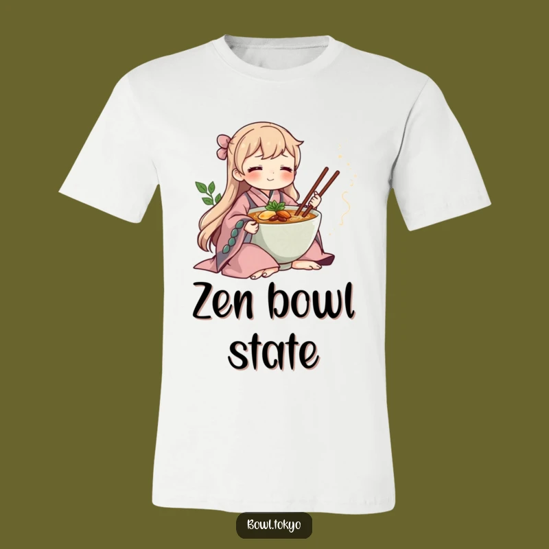 Funny Zen Ramen Bowl Kimono T-Shirt, Meditative Noodle Tee for Calm Foodies and Peaceful Gifts