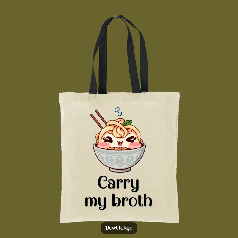 Funny Kawaii Ramen Tote Bag - Winking Bowl Splash, Cute & Humorous Carry-All Gift