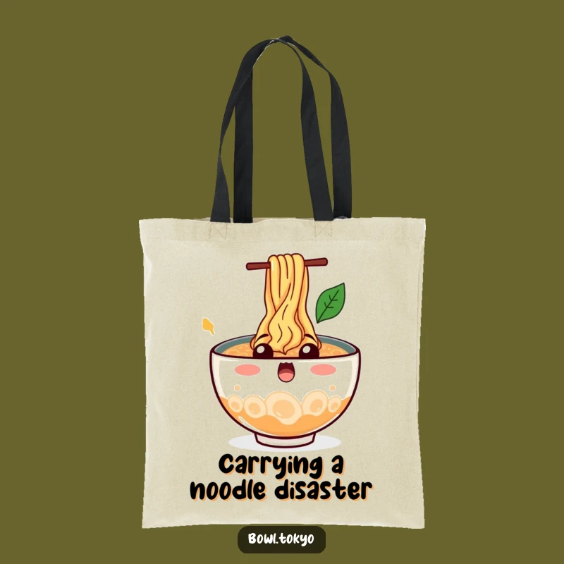 Funny Messy Ramen Bowl Tote Bag: Noodle Splash Surprise Carryall
