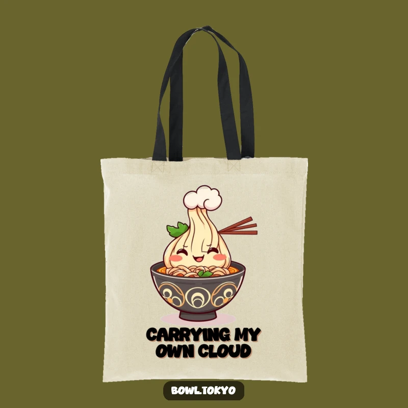 Funny Kawaii Ramen Tote Bag - Cheerful Steaming Bowl for Groceries & Smiles