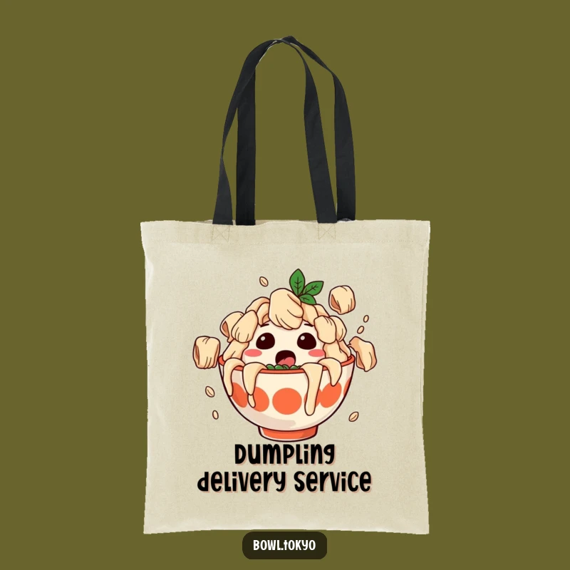 Funny Surprised Ramen Tote Bag - Dumpling Shower Noodle Bowl Carryall