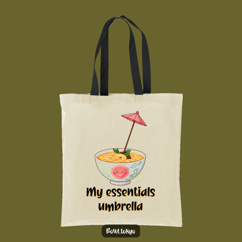 Funny Playful Ramen Bowl Umbrella Tote Bag, Twirling Noodle Bag for Shopping Fun and Gifts