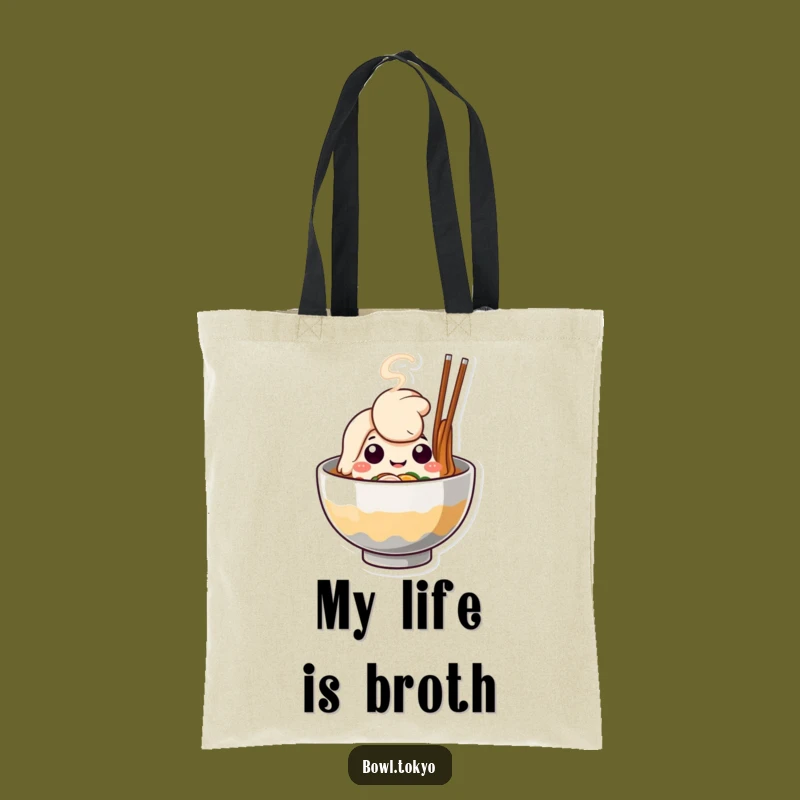 Funny Cheerful Ramen Bowl Tote Bag, a Cute and Handy Gift for Foodies