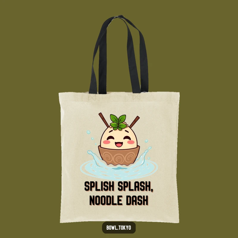 Funny Ramen Hot Spring Tote Bag - Playful Noodle Bowl Character Carryall
